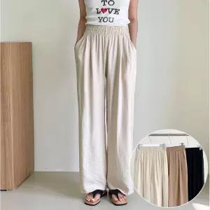 [남녀공용] 쏠라 투턱 린넨 와이드 팬츠 3color /2단계사이즈 시원한 원단 주머니 바지