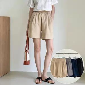 [남녀공용] 퓨어 투턱 린넨 반바지 4color 밴딩 트레이닝 숏팬츠 시원한 여름