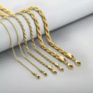 18K 골드 도금 체인 목걸이 써지컬스틸 로프 체인 남자 목걸이 줄