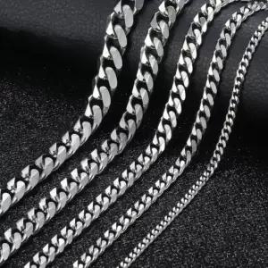 남자 은 목걸이 두꺼운 실버 백금 도금 화이트 골드 써지컬스틸 쿠반 체인 목걸이 줄