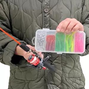 에버웨이브 일체형 미니 낚시대 릴 가짜미끼 세트 초보 구멍치기 연습용 낚시대