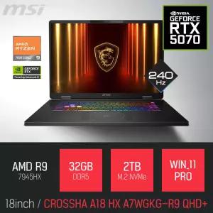 ⓒ MSI 크로스헤어 A18 HX A7WGKG-R9 QHD+ 32GB 2TB WIN11 / 18인치 편집 고성능 게임 포토샵 AI 노트북