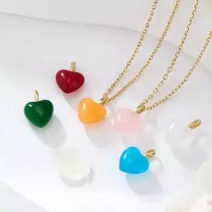 [비앤비골드] 14K 젤리 컬러 하트 쿼츠 펜던트 JAP41856