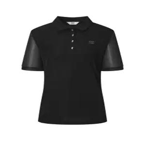 [닥스 골프 여성] [25SS] DNTS5B521BKPREMIUM 블랙 시스루 반소매 카라 티셔츠