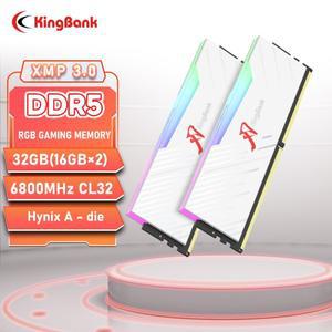 KingBank DDR5 RGB 흰색 메모리 32GB 16GBx2 / 16GB 6800MHz 하이닉스 A 다이 UDIMM 듀얼 채널 컴퓨터 데