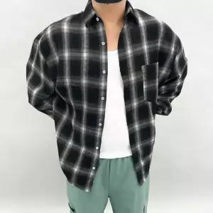 남성 남자 오버핏 루즈핏 체크셔츠 남여공용 캐주얼 남방 빅사이즈 M~3XL 베이직 오버핏 체크셔츠