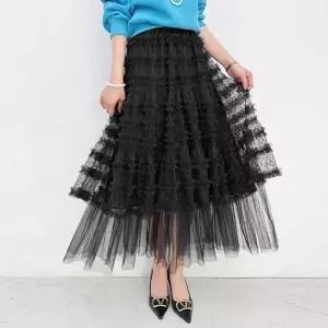금찌 페이즌 레이스 쉬폰 스커트 SK3240