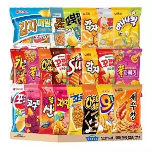 안녕골목마켓 봉지 과자 26종 세트 오리온 최고스낵 4묶음+감자 패밀리팩+인기스낵 꿀바새감+고감자꿀+롯
