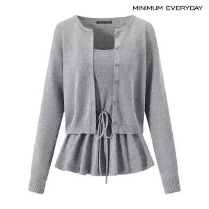 [롯데백화점]미니멈 [미니멈 에브리데이]페플럼 스트링 슬리브리스 가디건 세트 (EC1CK007D)