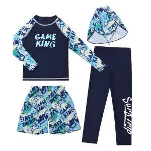 남아 액티브 래쉬가드 게임 레터링 키즈 수영복 4종 세트
