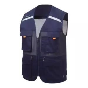 K2 Safety 네이비 주머니 많은 통기성 작업복 조끼 현장