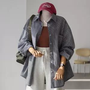 (안나앤플러스) 레사 시어서커 체크 셔츠[셔츠EDJ82] 빅사이즈