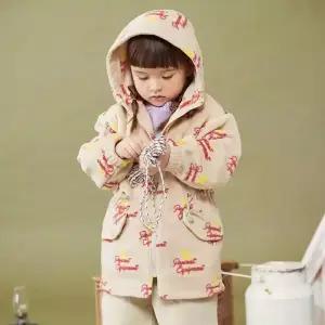 [팬콧키즈] 이큅먼트 로고패턴 후드 롱 점퍼(BEIGE)