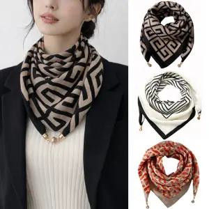 휴이 여성 자석형 코튼 린넨 삼각 넥 스카프