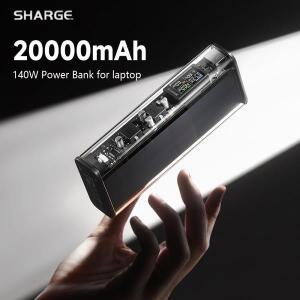 SHARGEEK 140 보조베터리 20000mAh 휴대용 충전기, 투명 배터리 팩, MacBook Pro iPhone 16/15용 스마트 디
