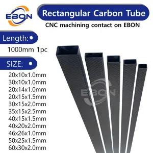 1개 직사각형 3K 풀 카본 파이버 사각 튜브 트윌 무광 고강도 파이프 길이 1000mm 외경 10mm 15mm 20mm 30m