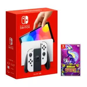 닌텐도 스위치 신형 OLED 화이트 본체+ 포켓몬스터 바이올렛 게입칩 국내정품 S1