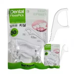 일회용 치실 50P 휴대용 덴탈 치석 제거 치간 칫솔 이쑤시개 치솔 위생용 치실