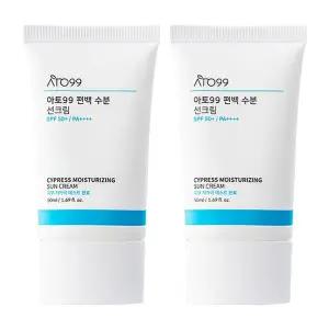 [아토99]편백 수분 선크림 50ml 2개, SPF50 끈적임없는 레저, 골프, 러닝 운동용 리프세이프 썬크림