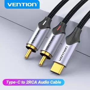 Vention-USB C to RCA 오디오 케이블 c형 2 RCA 케이블 스피커 앰프 화웨이 샤오미 노트북용 1m 2m 3m 분배