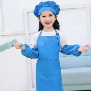 원피스앞치마 어린이 키즈 유치원 방수 앞치마 요리사 모자 세트