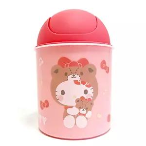 헬로키티 스윙 원형 휴지통/심플한/위생적/소형/책상위/쓰레기통/탁상용/원통/디자인/다용도/사무실/가벼운