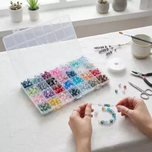 28칸 크리스탈 비즈 8mm 크렉무늬 유리구슬 700pcs 팔찌만들기 간편세트