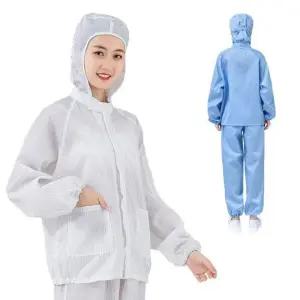 최고급 방진 블루 원피스 방제복 제전복 점프수트 전신 방진복 화이트 후드 재킷+바지 세트