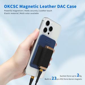 OKCSC 맥세이프 마그네틱 가죽 지갑 케이스 신축성 있는 밴드 카드 홀더 폰 가방 커버 모바일 액세서리 DAC