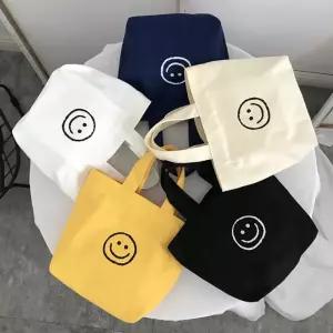 미니 스마일 에코백 캔버스백 학원가방 보조가방 부직포가방 장바구니 보조가방 시장가방 캔버스백 마트