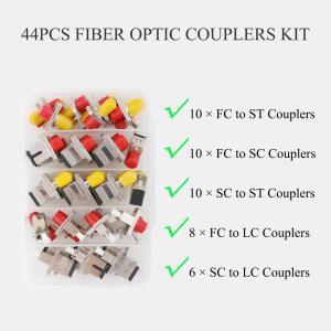 44PCS 광섬유 커플러 키트, FC/SC에서 ST/SC LC용 어댑터 FTTH 시스템용 변환기 커넥터
