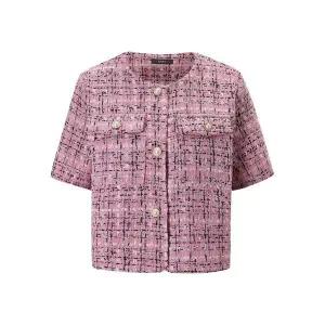 [하프클럽/지지피엑스]클래식 라운드넥 트위드 반팔 자켓 (GQBJK002D)