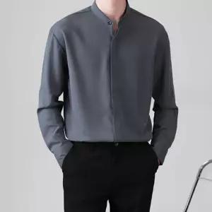 깔끔한 차이나카라 셔츠 남성 링클프리 구김없는 긴팔 기본핏 회사원 스탠드카라 4색상