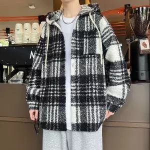 코아픽샵 남자 키작남 후드집업 점퍼 봄옷 후드 체크 긴팔 셔츠 빅사이즈 힛템