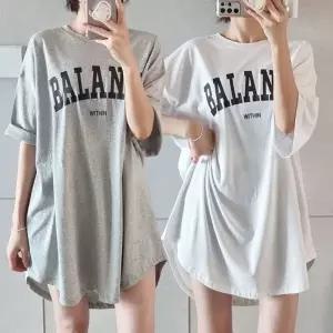 여성 나염 면 반팔 언발 롱 티셔츠 박스티 -WTS0729- 여름