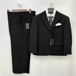 [트루젠]남자 봄여름 세미오버핏 와이드 팬츠 캐주얼 블랙 정장 셋업 수트 양복 세트_
