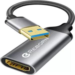 Reborn USB to HDMI 어댑터 1080P@60Hz 3.0 수 Male 암 Female 다중 디스플레이 케이블 컨버터 MacOS 및