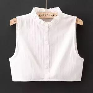 코튼 라운드넥 페이크 카라 이너 민소매 레이어드 목카라 블라우스