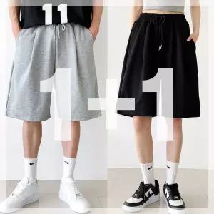 1+1/단품가능 ~3XL까지 M 버뮤다 핀턱 반바지 낙낙한 밴딩 트레이닝반바지 6부팬츠 빅사이즈 남녀공용12435