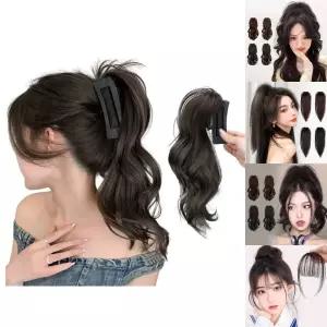 물결 웨이브 스퀘어 집게 가발/부분/여성/헤어/피스/붙임/머리/여자/파티/코스프레/패션