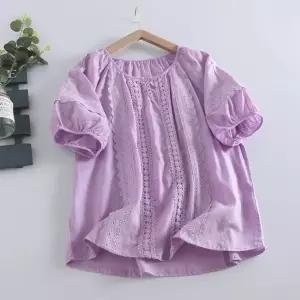 여성용 데일리 롱루즈핏티 순면 레이스 라운드 풀오버 반팔 상큼 퍼프 티셔츠 상의 스포M2