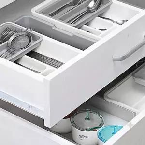 주방서랍칸막이 식기수저정리함 이중트레이 분리형 커트러리보관 싱크대정리용품
