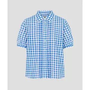 매장정품 빈폴 BEANPOLE LADIES 시어서커 깅엄체크 반소매 블라우스 로열 블루 (BF6365C57N) BF6365C57N 24