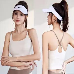 여자 필라테스 크롭 브라탑 요가복 상의 끈나시