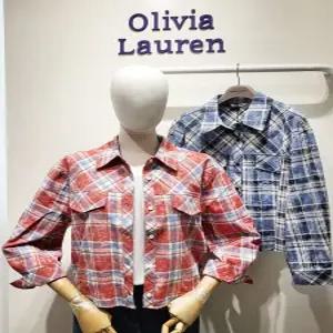 [올리비아로렌]여성 카라 체크 긴팔 셔츠 vvcnl5m3376 ECJ