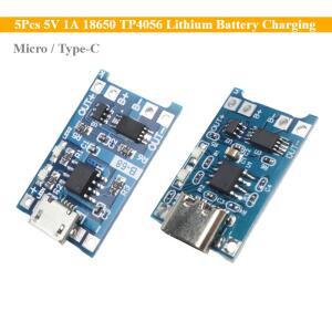 5개 1A 18650 TP4056 리튬 배터리 충전 보드 USB 마이크로 타입-C 모듈 기능 포함 DIY 확장