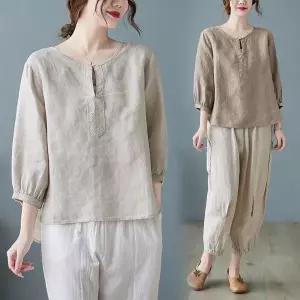 플라워 레이스 라인 버튼 7부 티셔츠 여름 상의 여름 퍼프 반팔 상의 블라우스 티셔츠 셔츠 잠옷 티