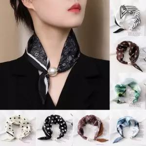 봄패션 마그네틱 진주 목걸이형 꼬리 쁘띠스카프 미니