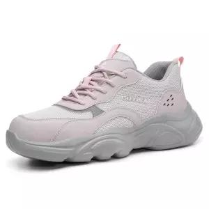 여성 안전화 가벼운 작업화 통기성 운동화 스타일 미끄럼방지 발편한 경량 안전신발