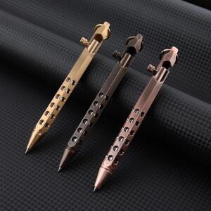 휴대용 황동 펜 레트로 볼트 액션 볼펜 중간 굵기 1.0mm 부드러운 필기 서명